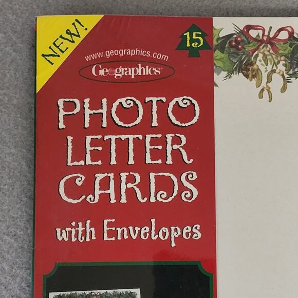 Photo Letter Cards With Envelopes Holly & Poinsettia Design Geographics Sealed - Picture 4 of 7